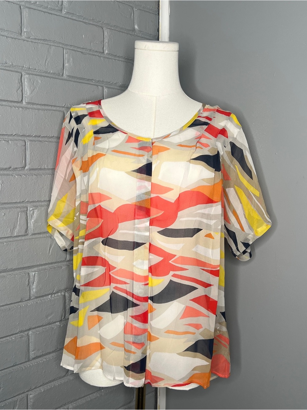 Anthropologie Maeve Tiburon Geometrical Sheer Silk Top Size Small